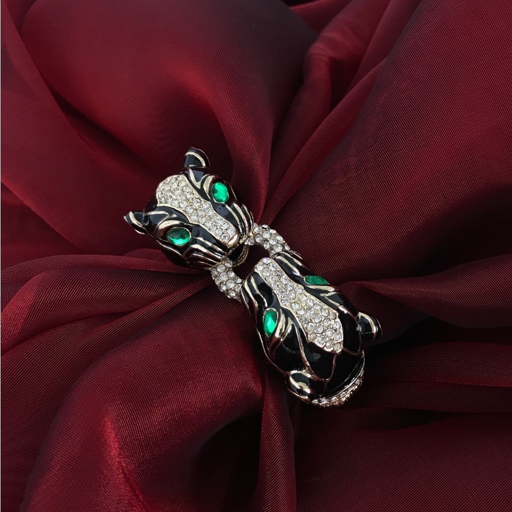 Vintage Ciner Double Black Panther Clamper Bracelet